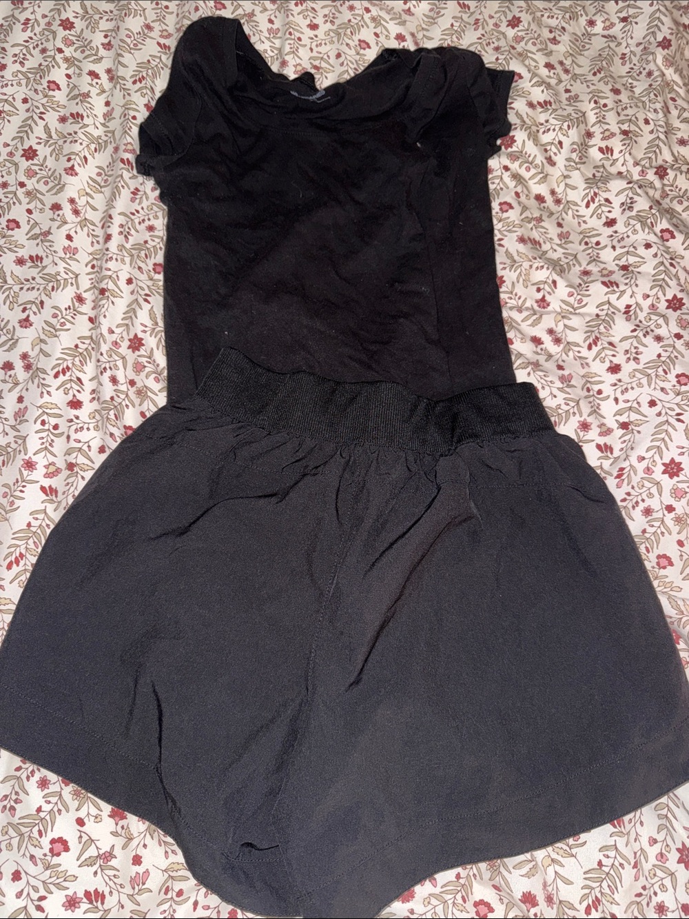 Women's Black Athletic Shorts with Elastic Waistband with matching top